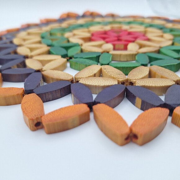 Handcrafted Colorful Woven Bamboo Trivet Centerpiece Decorative Mat - Picture 3 of 4